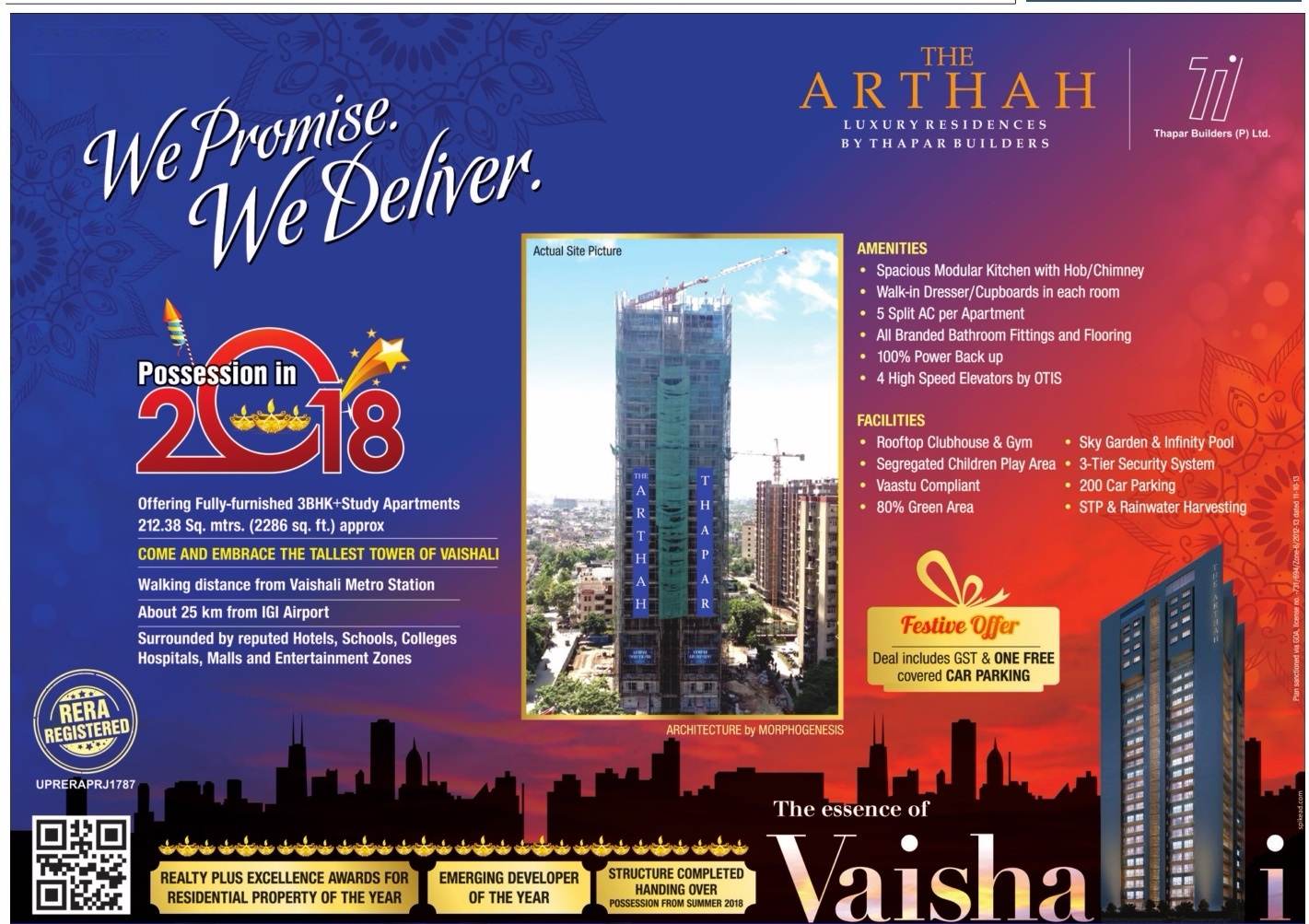Avail the festive offer including GST and free covered parking at Thapar The Arthah in Ghaziabad Update